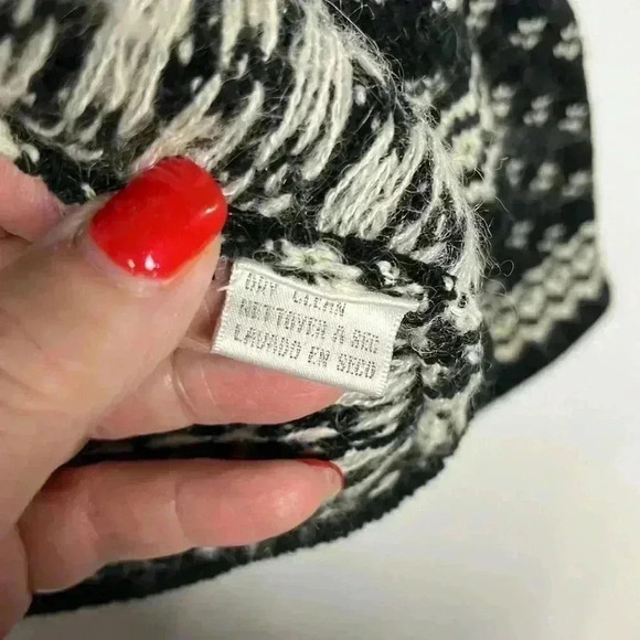 Jones New York Womens Cardigan Black/Cream L Y2K Vintage Fair Isle Zip Front EUC - Picture 9 of 15